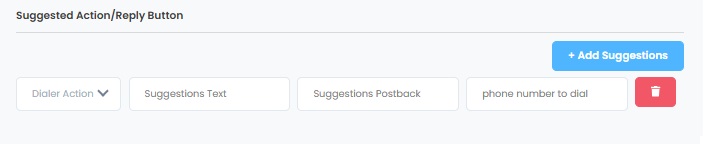 RCS Template- add a Dialer Action Button