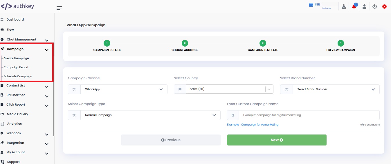 Authkey Dashboard- Send RCS Campaign