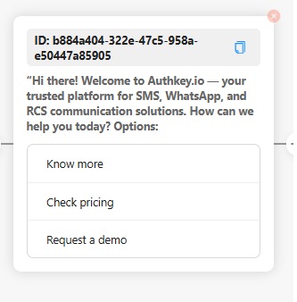 Authkey Chatbot builder: First message to be sent with buttons
