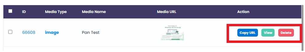 Image shows the list of uploaded media - Authkey Help