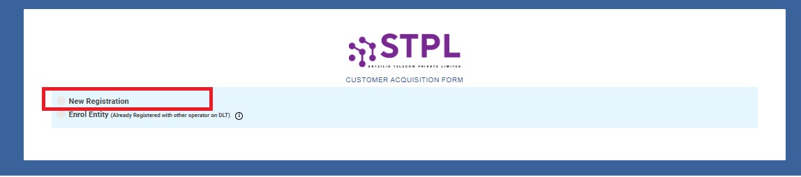 Image Shows the New Registration | Smartping DLT Help Guide by Authkey