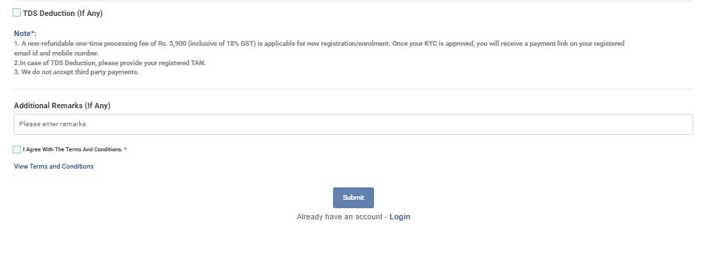 Image Shows TDS Deduction submission | Smartping DLT Help Guide by Authkey