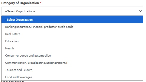 Image Shows Organization Category | Smartping DLT Help Guide by Authkey