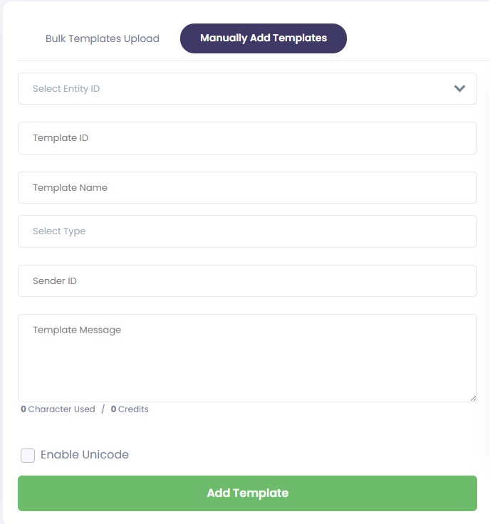 Image shows Manually Add Templates in Authkey Dashboard | DLT Support