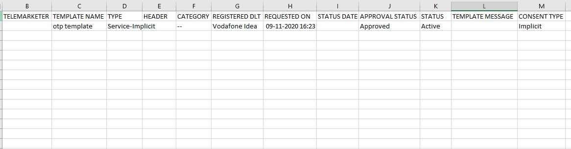 Images Show sample file to upload bulk SMS content | DLT Support