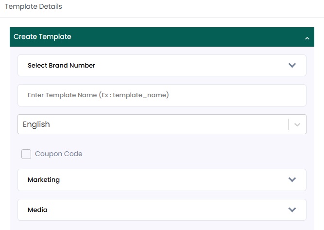 Image shows Create Template window in the Create WhatsApp template.