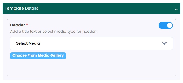 Image shows the Upload media 