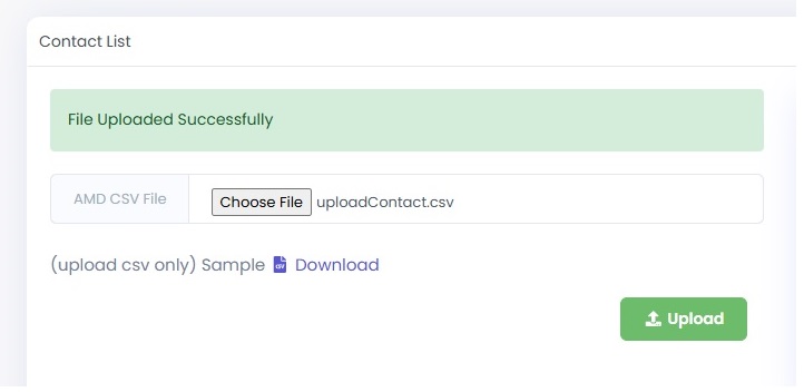 Contact list Created Successfully