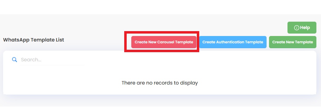 Image shows the Click on the "Create New Carousel Template" in Authkey dashboard.