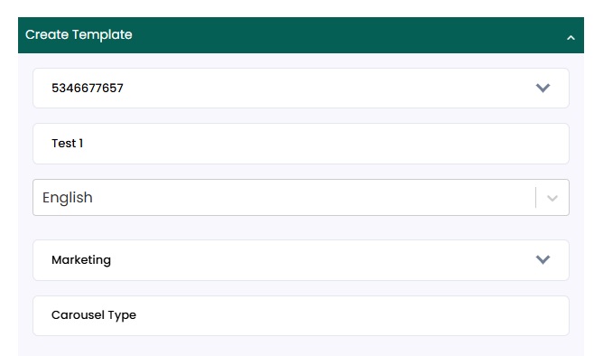 Image shows the Create Template details in Authkey Dashboard